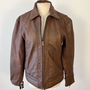 Genuine Distressed Leather Men’s Moto Jacket by Thread Needle - Medium